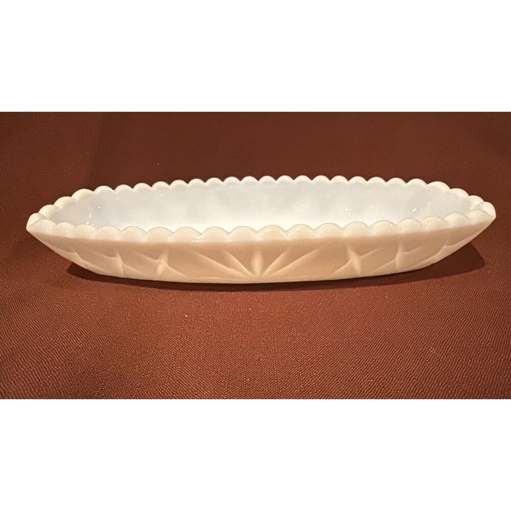 Vintage Hazel Mike White Glass Relish Dish  Bowl